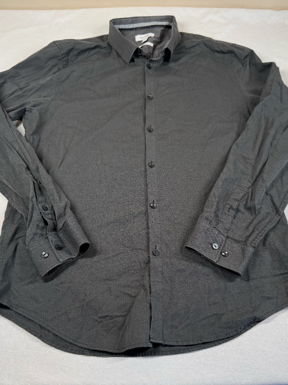 Calvin Klein Men's Slim Fit Long Sleeve Button Up Cotton Shirt Size Large - Gray
